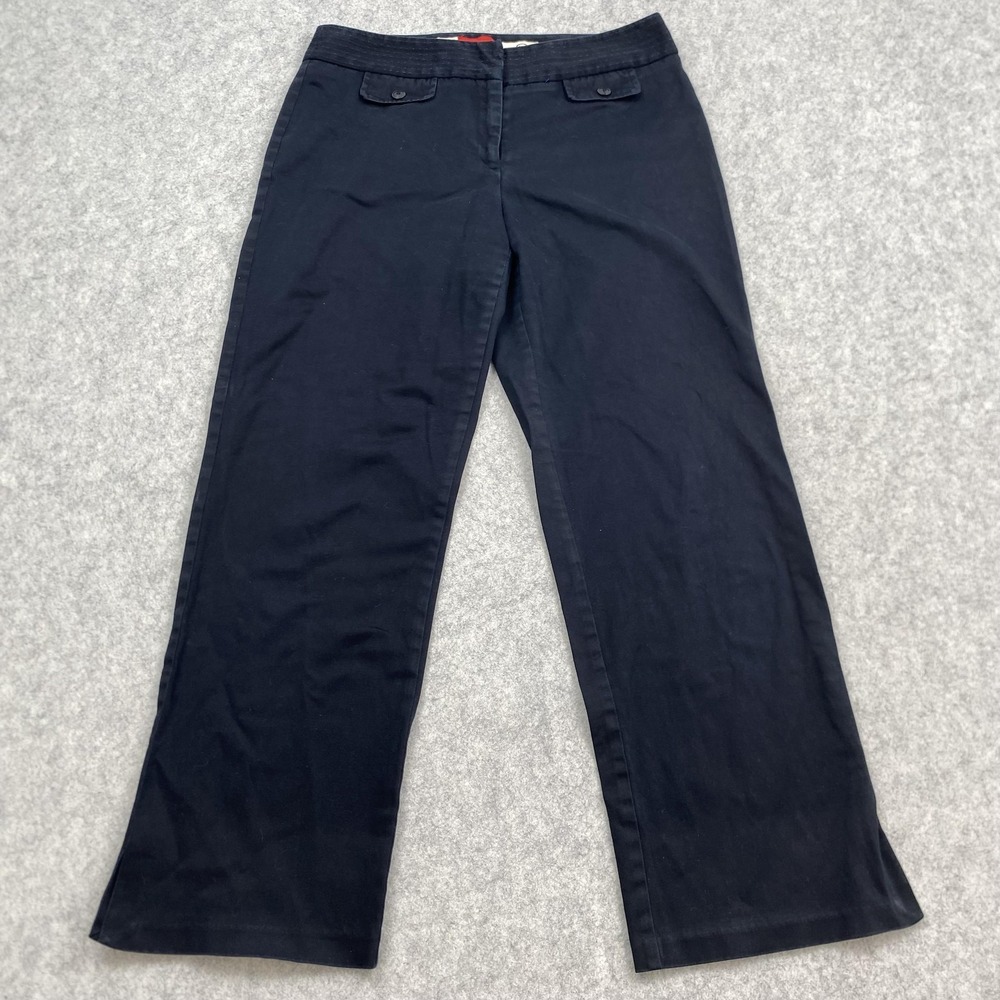 Oscar De La Renta Navy Blue Twill Chino Pants Womens 10 SS053196 Stretch 30x27